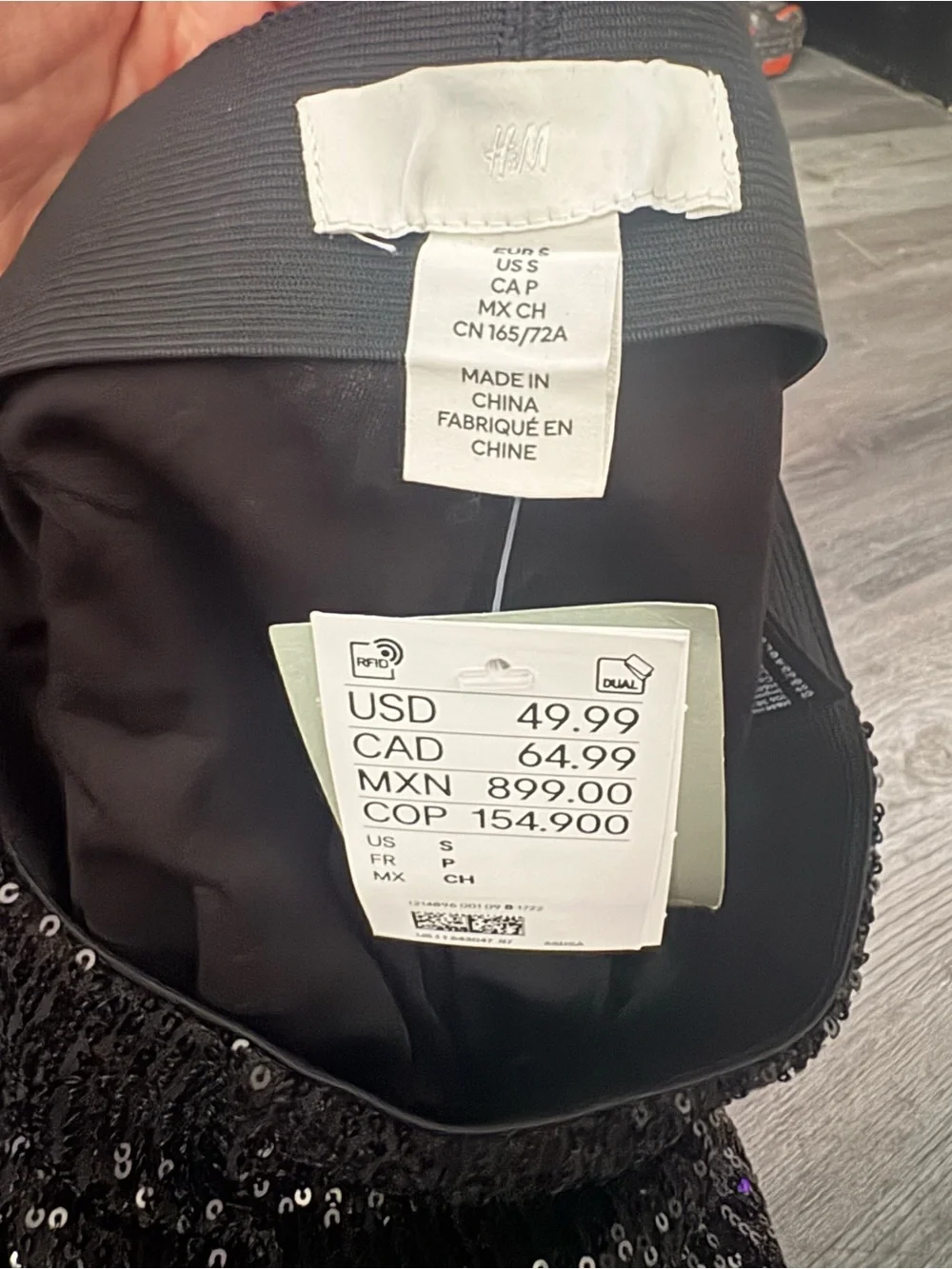 H&M Black Sequin dress pants with Elastic Waist - Picture 2 of 5